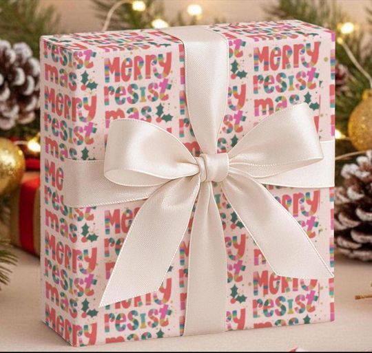 Discover Merry Resistmas Wrapping Paper Roll Anti-Trump Holiday Paper for the Resistance | Political Statement Wrap Subtle FDT Christmas Gift Wrap