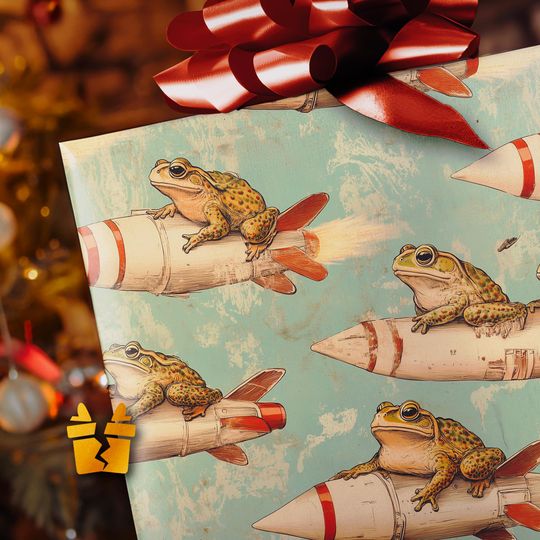 Discover Missile Toads Funny Christmas Wrapping Paper - Joke Retro Luxury Pattern Vintage Holiday Christmas Gift Wrap Supplies
