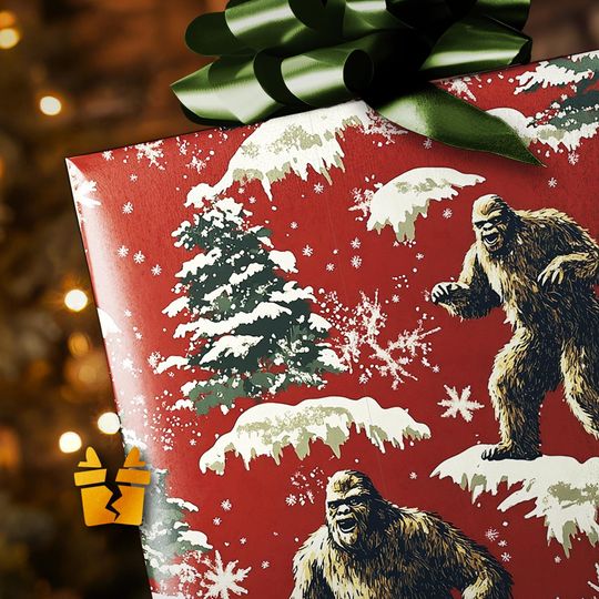 Discover Sasquatch Surprise Wrapping Paper - Luxury Pattern Vintage Holiday Gift Wrap Supplies