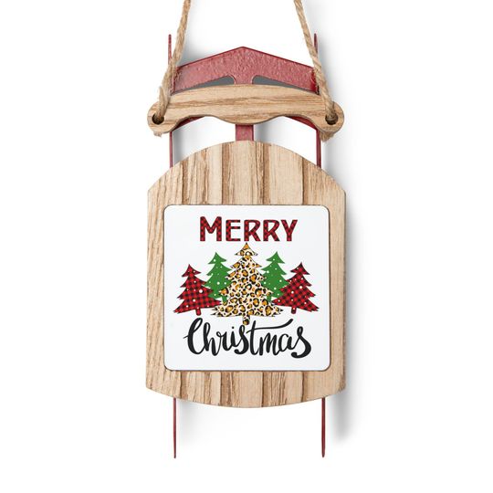 Discover Rustic Wooden Christmas Sled Ornament, Festive Holiday Decor