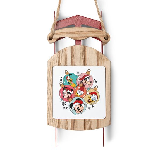 Discover Disney Friends Sled Ornament, Mickey Ornament, Minnie Ornament, Pluto Ornament, Goofy Ornament, Donald Duck, Daisy Duck, Disney Christmas