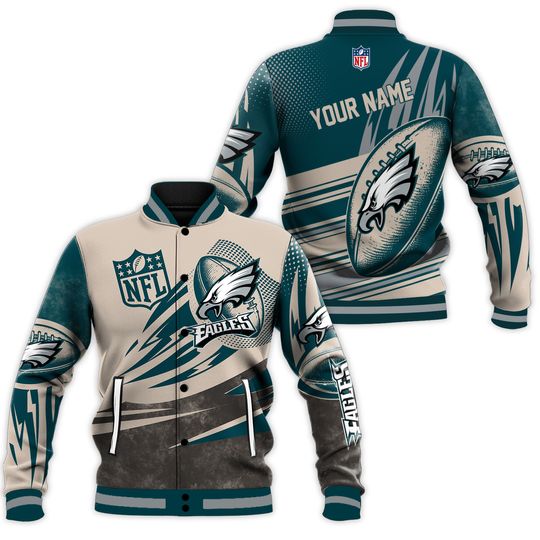 Philadelphia Eagles Baseball Jacket, Football Team Fan Gear Fit