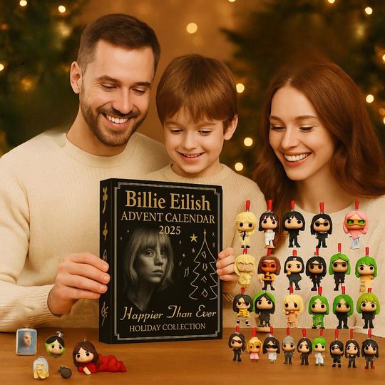 Billie Eilish Advent Calendar 2025, Christmas Countdown Advent Calendar Gift Box With 24 Acrylic Ornaments