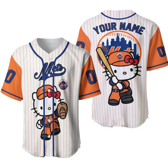 Mets Special Hello Kitty Custom Name Number Printed Baseball Jersey