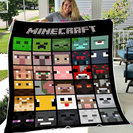 Minecraft Blanket | Cozy Gift for Gamers, Minecraft Cozy Woven Blanket, christmas gift