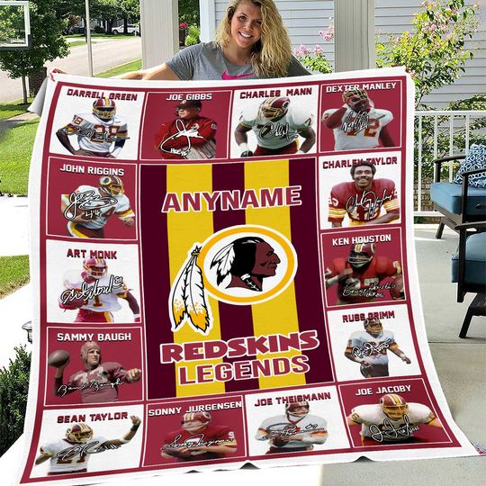 Personalized Custom Name Washington Redskins Legends Soft  Fleece Blanket