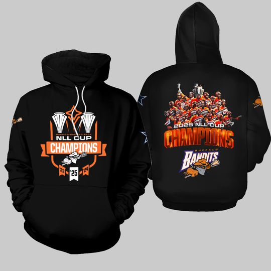 Buffalo Bandits Champions 2025 Black 3D Hoodie Shirt