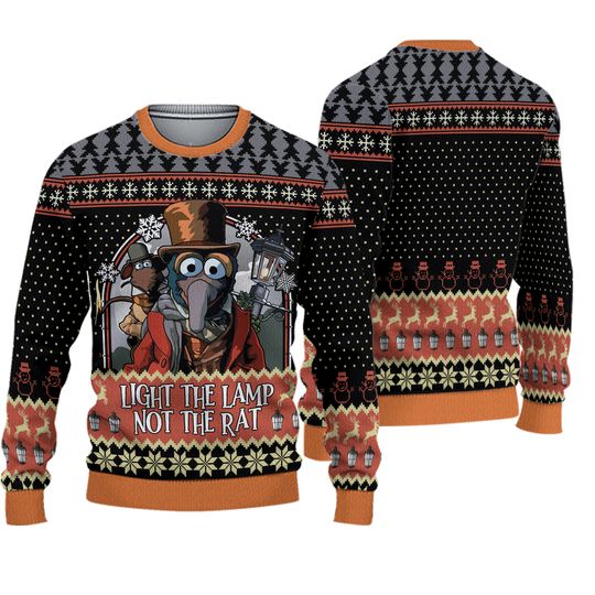 Light The Lamp Not The Rat Ugly Christmas Sweater, The Muppets Gonzo Rizzo Sweater, The Muppets Christmas Carol Shirt, Disneyland Gift