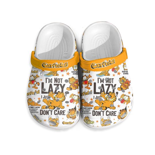 Halloween Garfield Shoes, Garfield Cat Yellow Sneakers, Garfield I'm Not Lazy Sandlas, Funny Garfield Meme Slipper For Adult And Kids