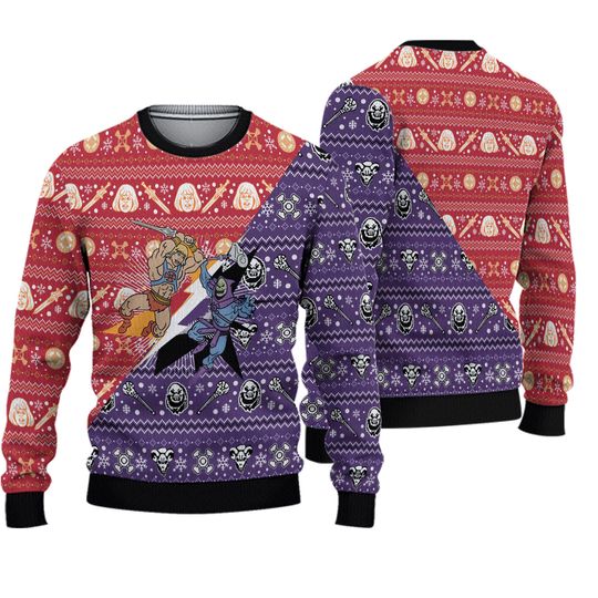 Printed He-Man Vs. Skeletor Christmas Jumper / Ugly Christmas Gift For Family