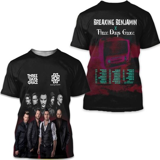 Breaking Benjamin x Three Days Grace Tour 2025 Schedule 3D T-Shirt