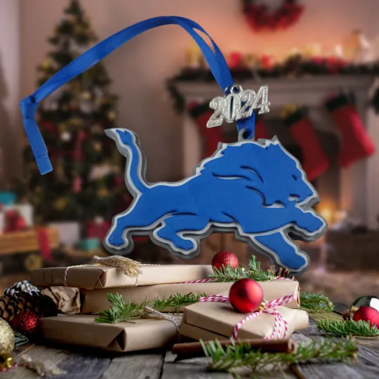 Discover 3D Printed Lion Football Ornament with 2025 charm - Perfect Xmas gift.
