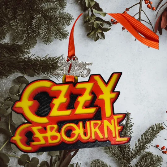 3D Printed Ozzie Osbourne Christmas Ornament | Silver 2025 charm