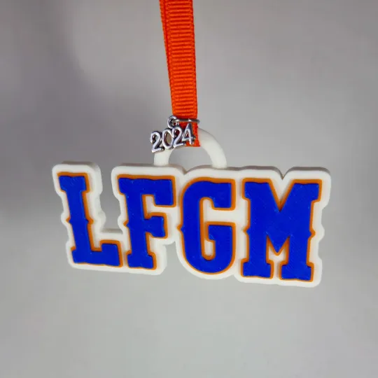 Discover LFGM! NY Metts 3D Printed LFGM ornament with 2025 charm - Perfect gift.
