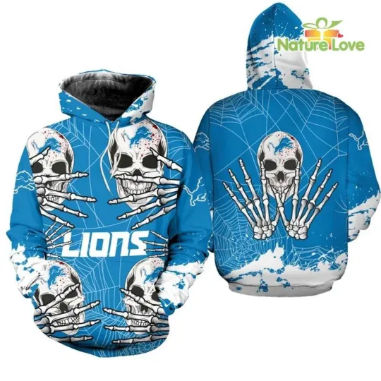 Discover Detroit Skull Football Team Lions 3D All Over Printed Hoodie