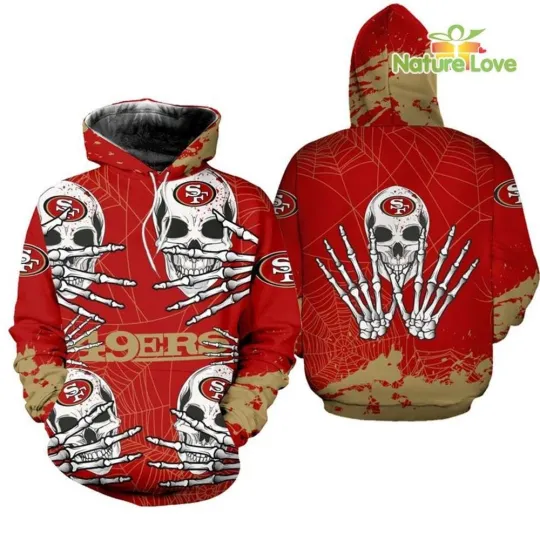 San Francisco Skull Football Team 49ers 3D All Over Printed Hoodie