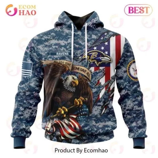 Discover Baltimore Honor Us Veterans Ravens Football Team All Over Print 3D Hoodie