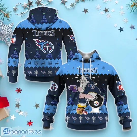 Discover Tennessee Titans Funny Santa Claus Toilet All Over Printed 3D Hoodie