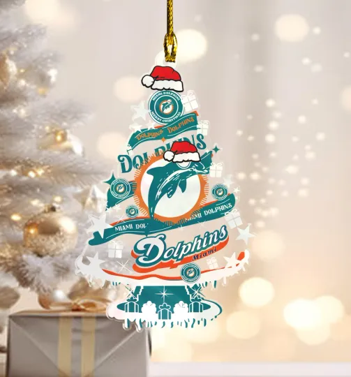 Discover miami dolphins Christmas Ornament, tree shape, fan gift, team apparel