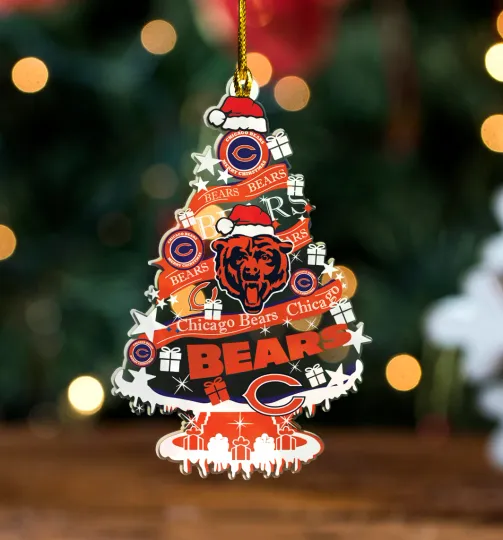 Discover chicago bears Christmas Ornament, bear team name logo, tree décor