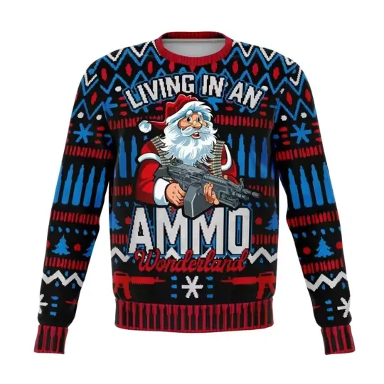 Discover Santa with Gun Ammo Wonderland Ugly Christmas Sweater Xmas Gift Pullover