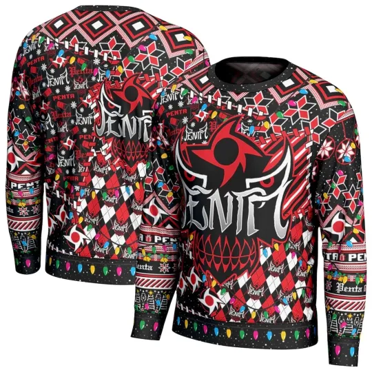 Discover Penta El Zero Miedo Ugly Christmas Sweater Men’s Holiday Pullover Black Red