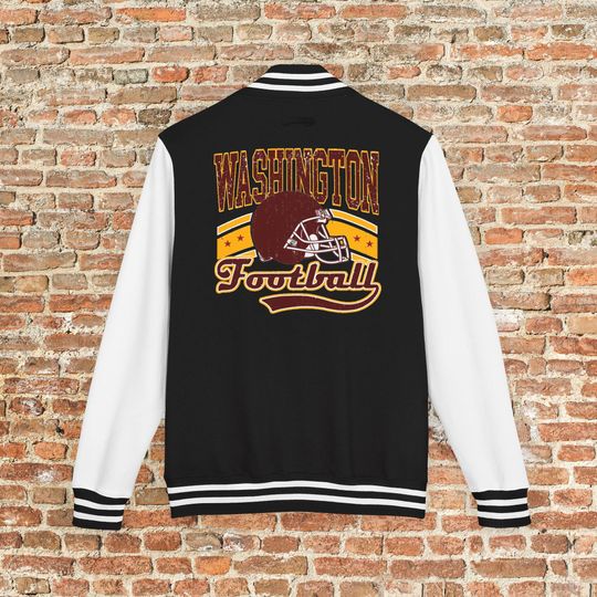 Discover Washington Football Varsity Jacket, Vintage Throwback 90s Outerwear For Fans, Mens and Womens