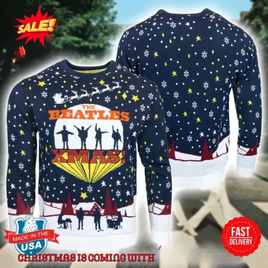 Discover The Beatles Holiday Snowy Ugly Christmas Sweater