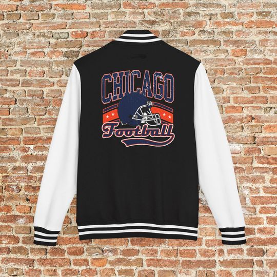 Discover Chicago Football Varsity Jacket, Vintage Throwback 90s Outerwear For Fans, Mens and Womens