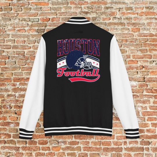 Houston Football Varsity Jacket, Vintage Throwback 90s Outerwear For Fans, Mens and Womens