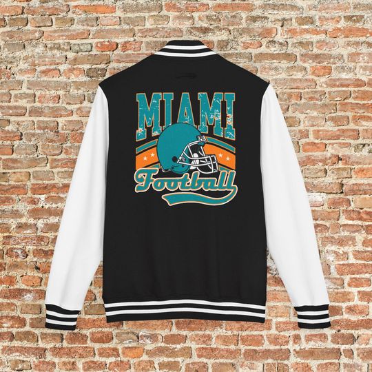 Discover Miami Football Varsity Jacket, Vintage Throwback 90s Outerwear For Fans, Mens and Womens