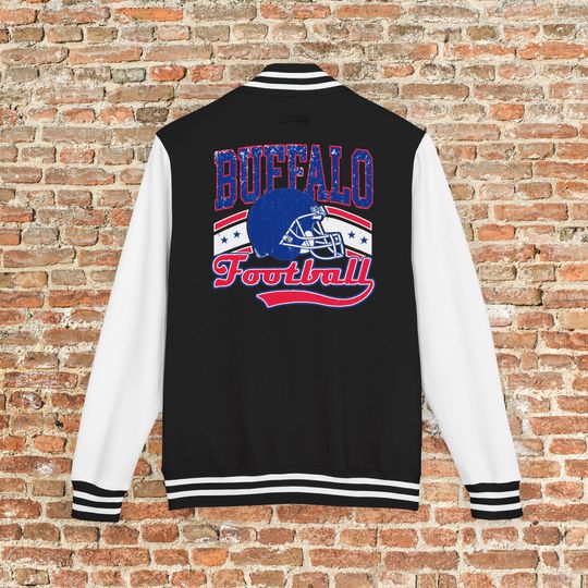 Discover Buffalo Football Varsity Jacket, Vintage Throwback 90s Outerwear For Fans, Mens and Womens