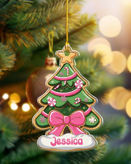 Discover Personalized Candy Xmas Tree Ornament with Custom Name, Holiday Keepsake Gift for Girls