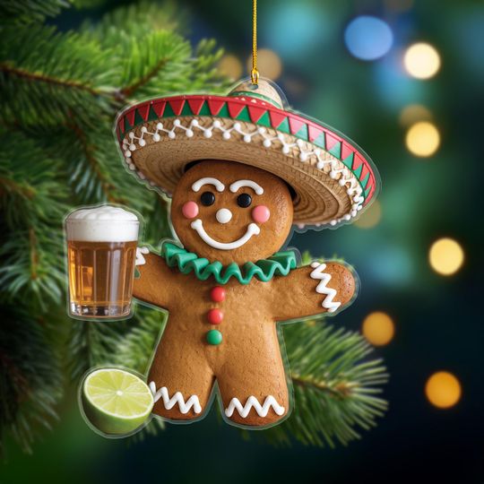Discover Feliz Navidad Gingerbread Ornament, Mexican Christmas 2025, Sombrero Cookie, Fiesta Holiday Decor, Cute Christmas Ornament
