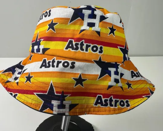 Houston baseball bucket hat, Summer hat, Polyester Striped Lightweight