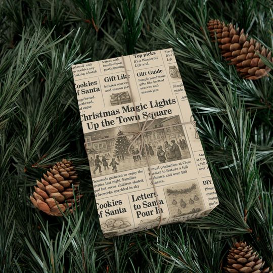 Discover Vintage Christmas Newspaper Print Gift Wrap: Eco-Friendly Holiday Wrapping