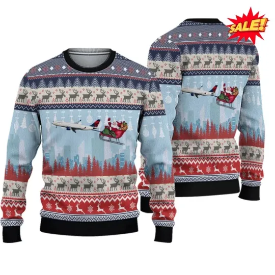 Delta Air Lines A330 Ugly Christmas Sweater