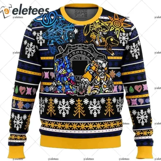 Digimon Ugly Christmas Sweater - Classic Anime Holiday Wear