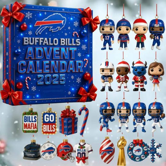 2025 Buffalo Football Advent Calendar, Buffalo Bills Advent Calendar, Christmas Countdown Advent Calendar Gift, 24 Days Christmas Countdown