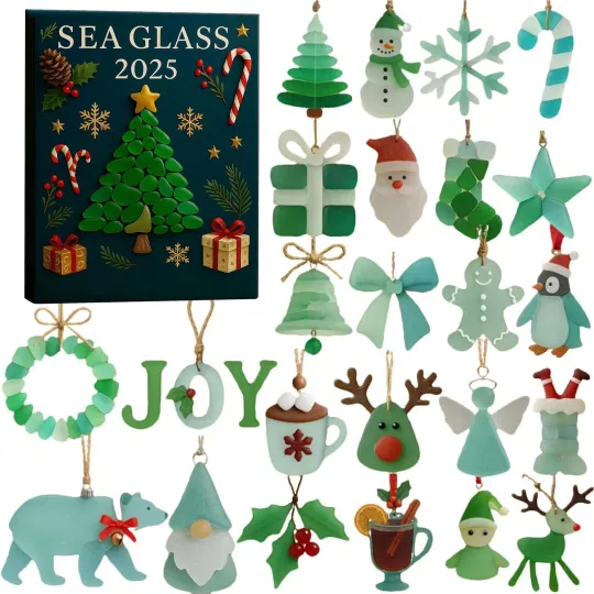 Discover Christmas Advent 2D Blue Pendant Collection 24-day Countdown Christmas Ornaments