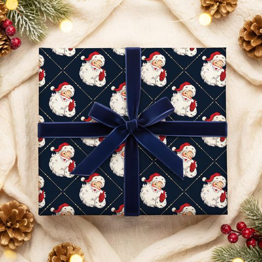 Discover Santa Christmas Wrapping Paper, Holiday Gift Wrap, Elegant Seasonal Xmas Wrap