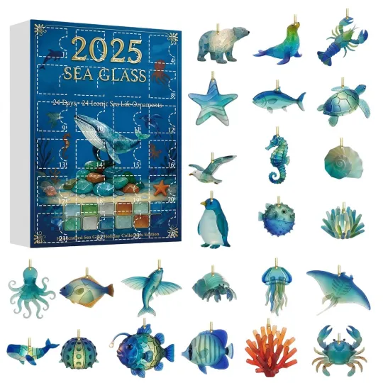Sea Glass Marine Life Advent Calendar 24 Days 2D Acrylic Countdown Calendar