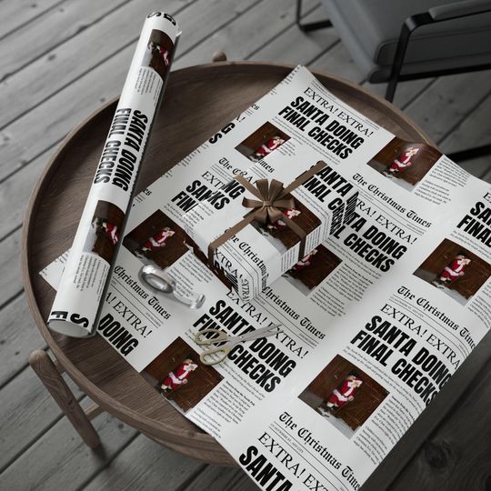 Discover Vintage Santa's Final Check Newspaper Wrapping Paper