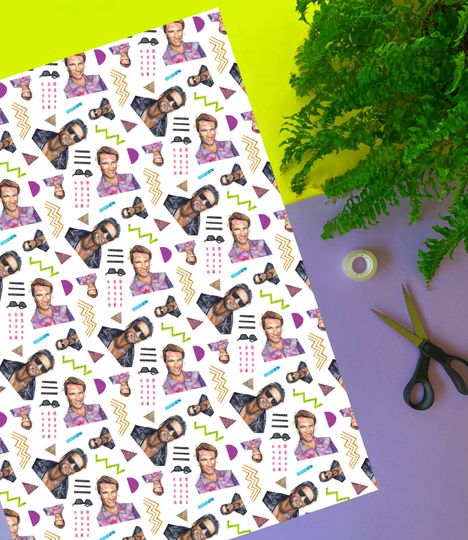 Funny Arnie Wrapping Paper - 80s-90s Movie Nostalgia Gift Wrap