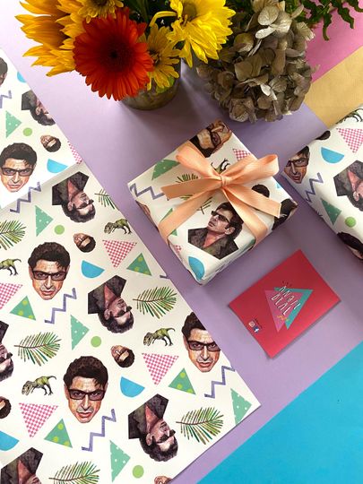 Discover Jeff Goldblum Retro 90s Movie Fan Wrapping Paper