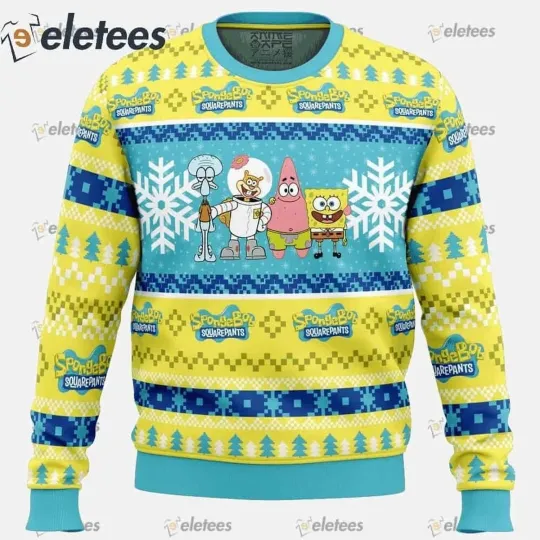 Christmas Spongebob Nick 90s Ugly Christmas Sweater Perfect Fan Gift