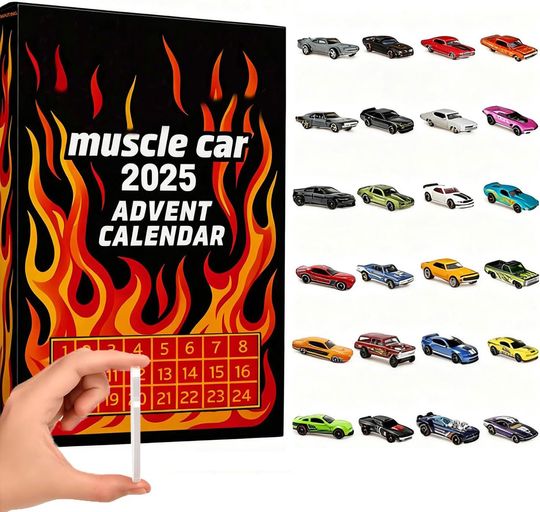 Discover Muscle Car Advent Calendar 2025, Muscle Car Christmas Countdown Calendars, 24 Days of Xmas Surprises with 24 Collectible, Blind Box