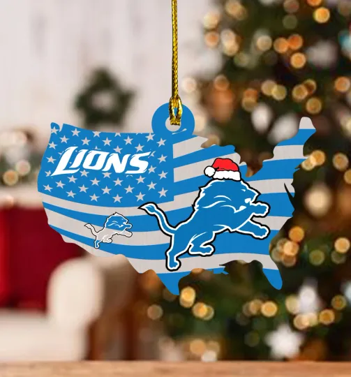 Discover detroit football Christmas Ornament, america lions team logo, tree décor