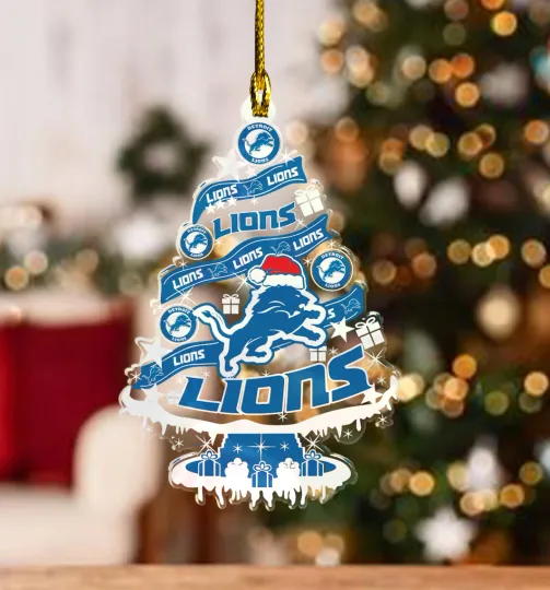 Discover detroit football Christmas Ornament, tree shape, lion mascot, fan gift