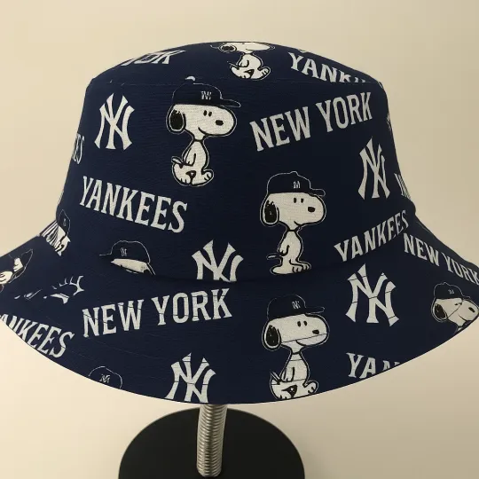 Discover new york yankees snoopy bucket hat, team name, NY logo fan gift